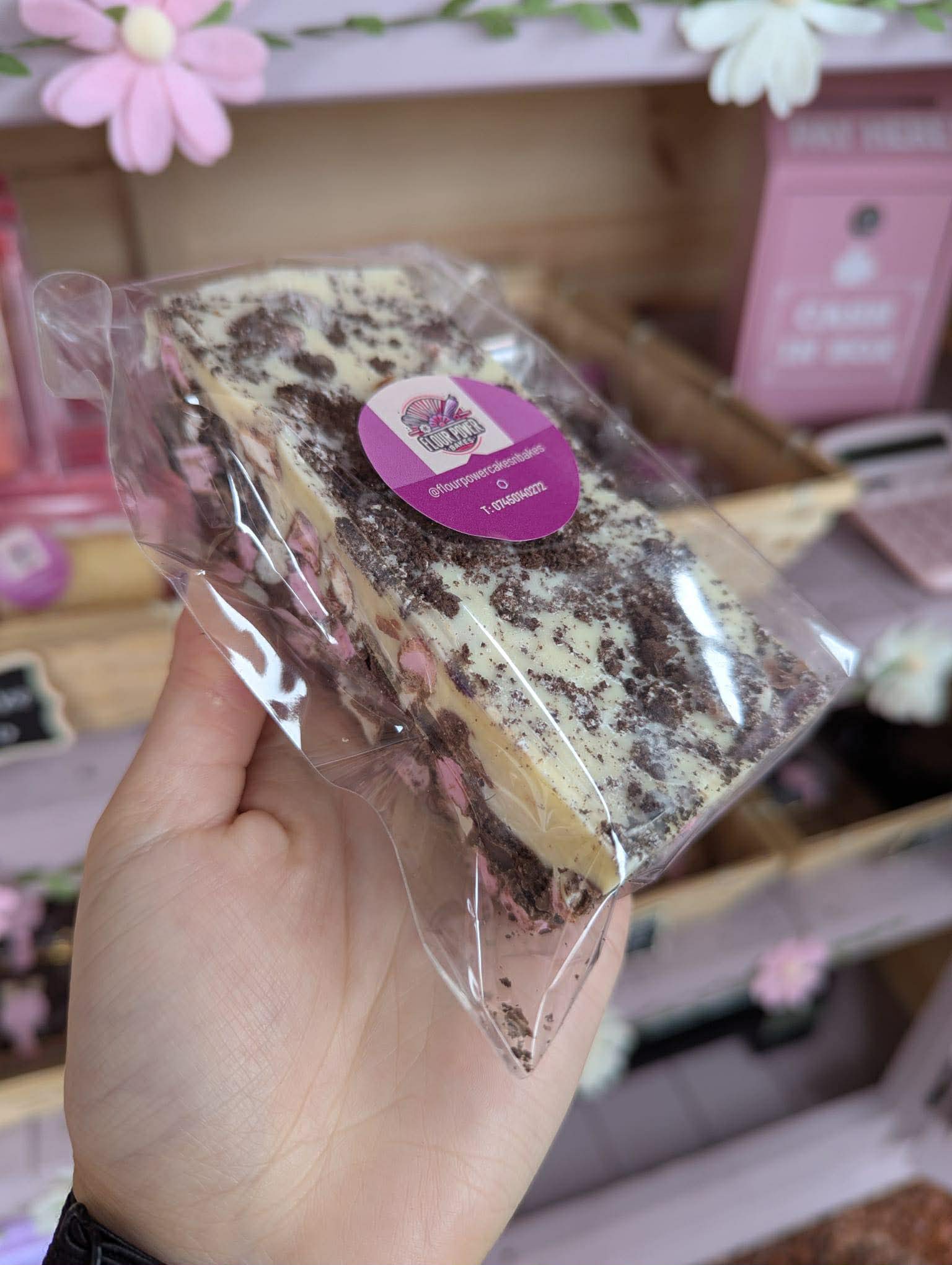 Oreo crumble and marshmallow tiffin bar from the Honesty Cake Shed